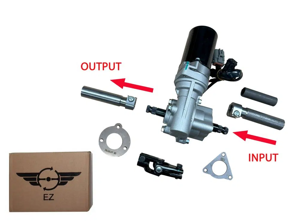 モーターはステアリングシャフトの上で右向き（MD-BR）