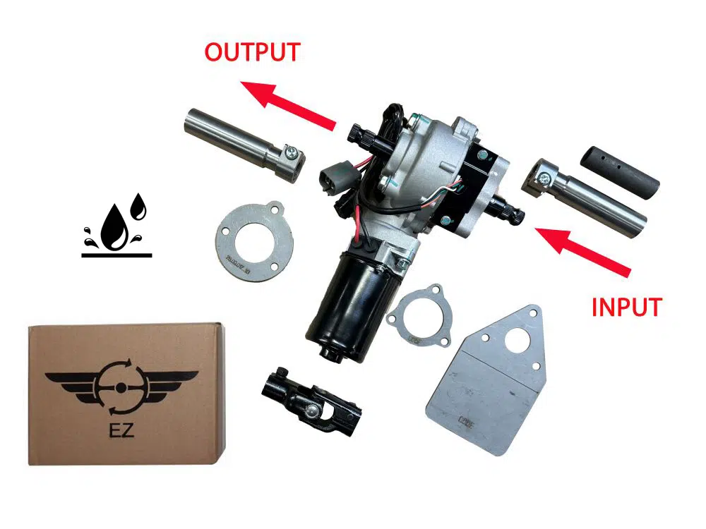 モーターはステアリングシャフトの上にある右向き 防滴仕様 (WT-BR)